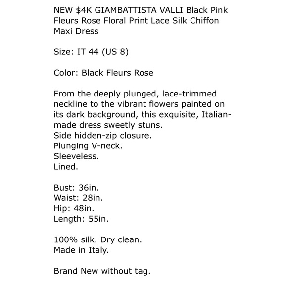 🖤 GIAMBATTISTA VALLI Floral Lace Silk Dress 44/8 - Picture 7 of 7